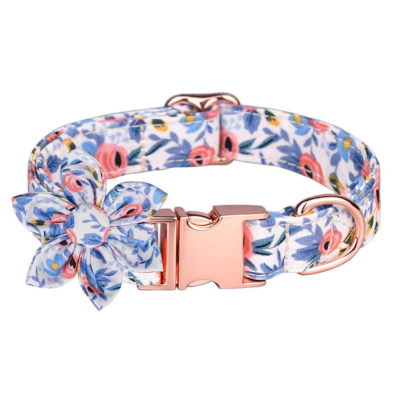 Sunflower Cotton Dog Collar, Breathable Printed Pet Neck Strap