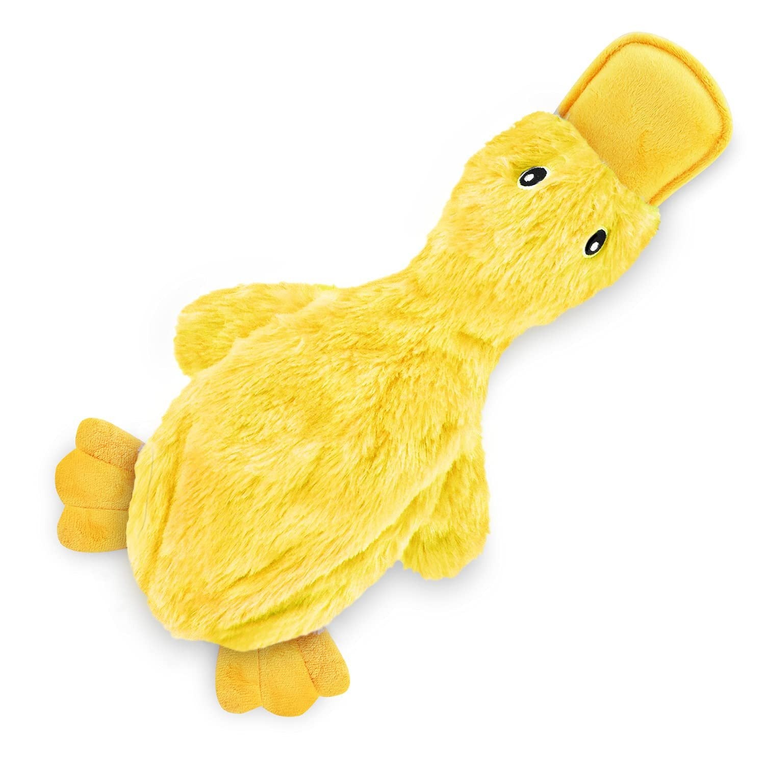Stuffless Plush Duck Dog Toy with Squeaker for Chewing and Play