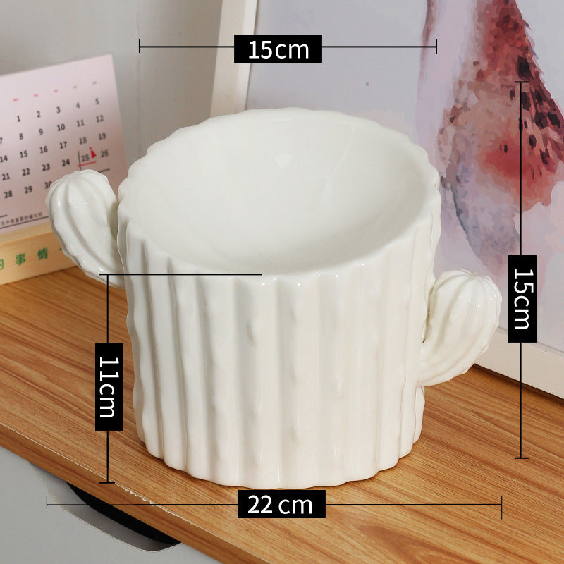 Raised Ceramic Double Pet Bowl for Cats and Small Dogs, Anti-Tip Design