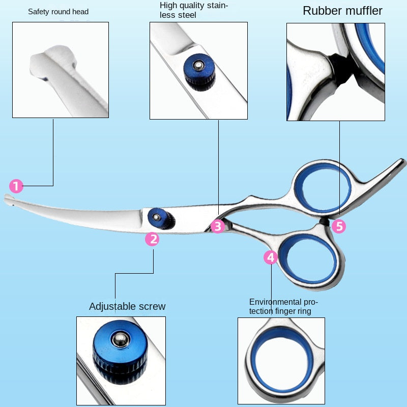 Stainless Steel Pet Grooming Scissors for Dogs, Trimming and Styling Tool