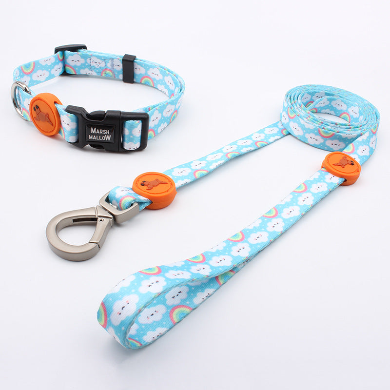 Printed Large Dog Harness Vest with Leash and Collar, 3-Piece Walking Set