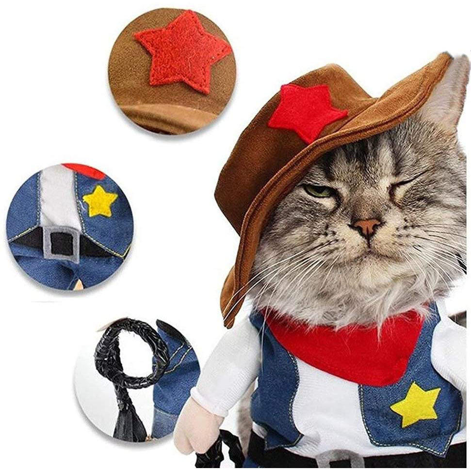 Cowboy Pet Costume for Dogs and Cats, Funny Role Play Outfit