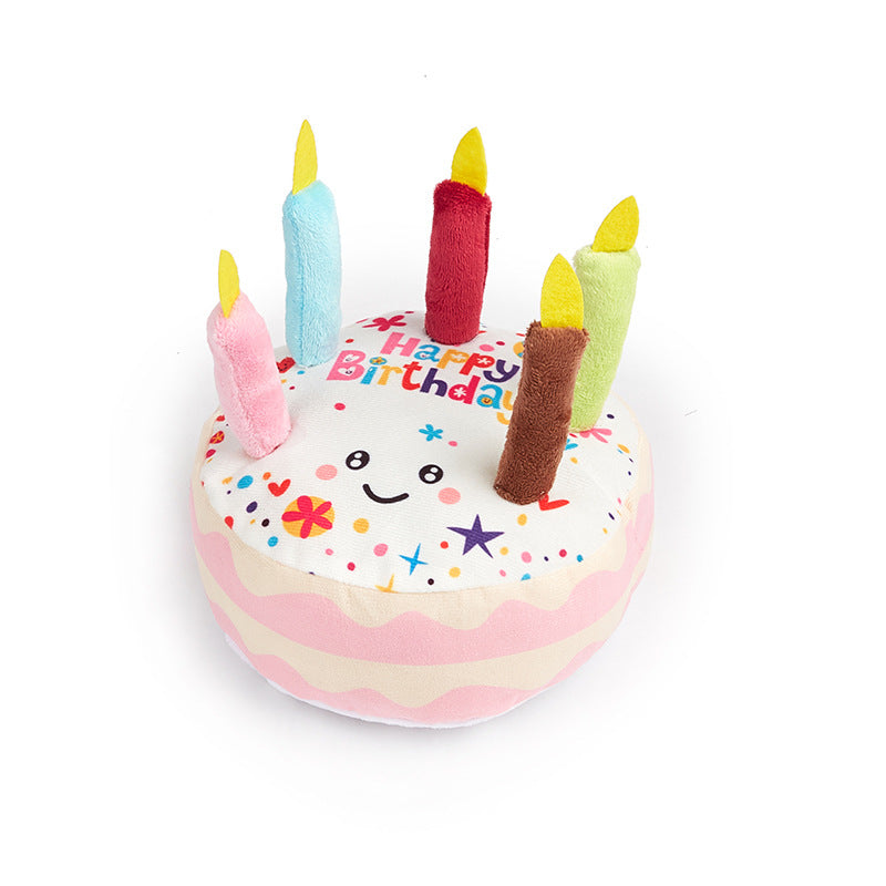 Cake-Shaped Dog Chew Toy, Fun Snack-Inspired Plush Pet Toy