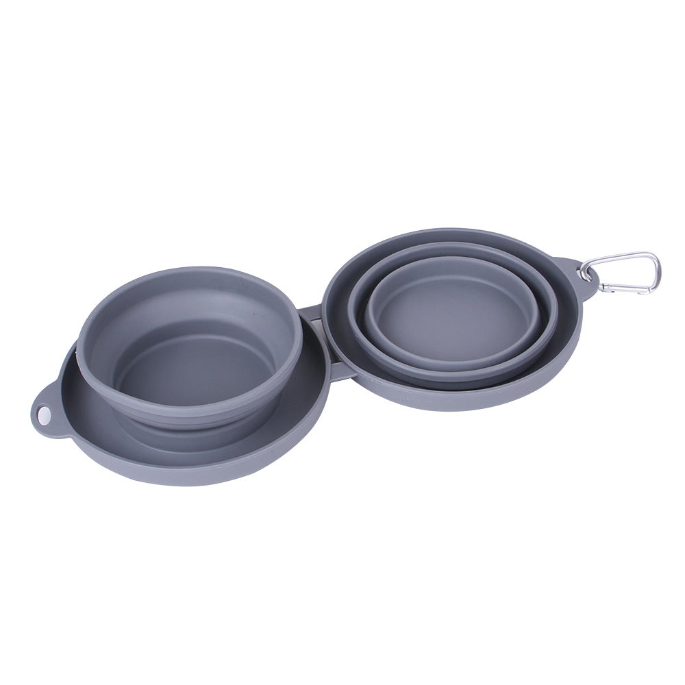 Foldable Silicone Double Pet Bowl for Travel and Outdoor Feeding