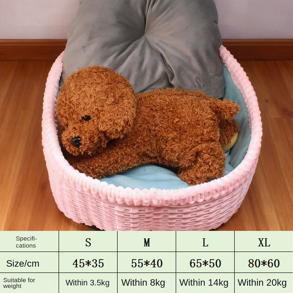 Half-Enclosed Warm Pet House Bed for Dogs and Cats