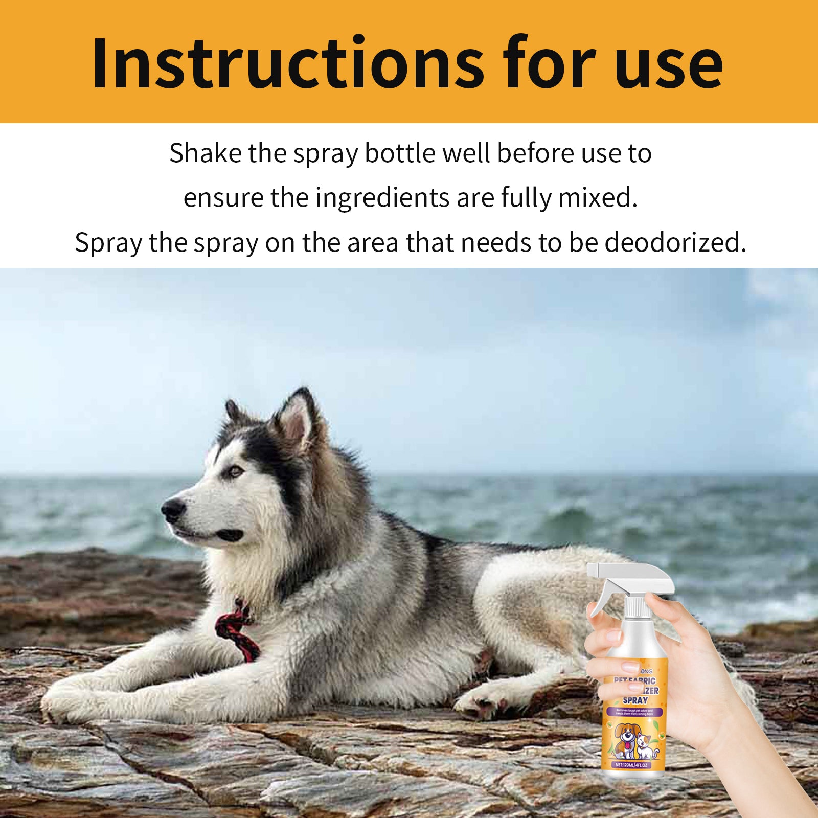 Pet Fabric Deodorizer Spray, Long-Lasting Freshener for Indoor Pet Odors