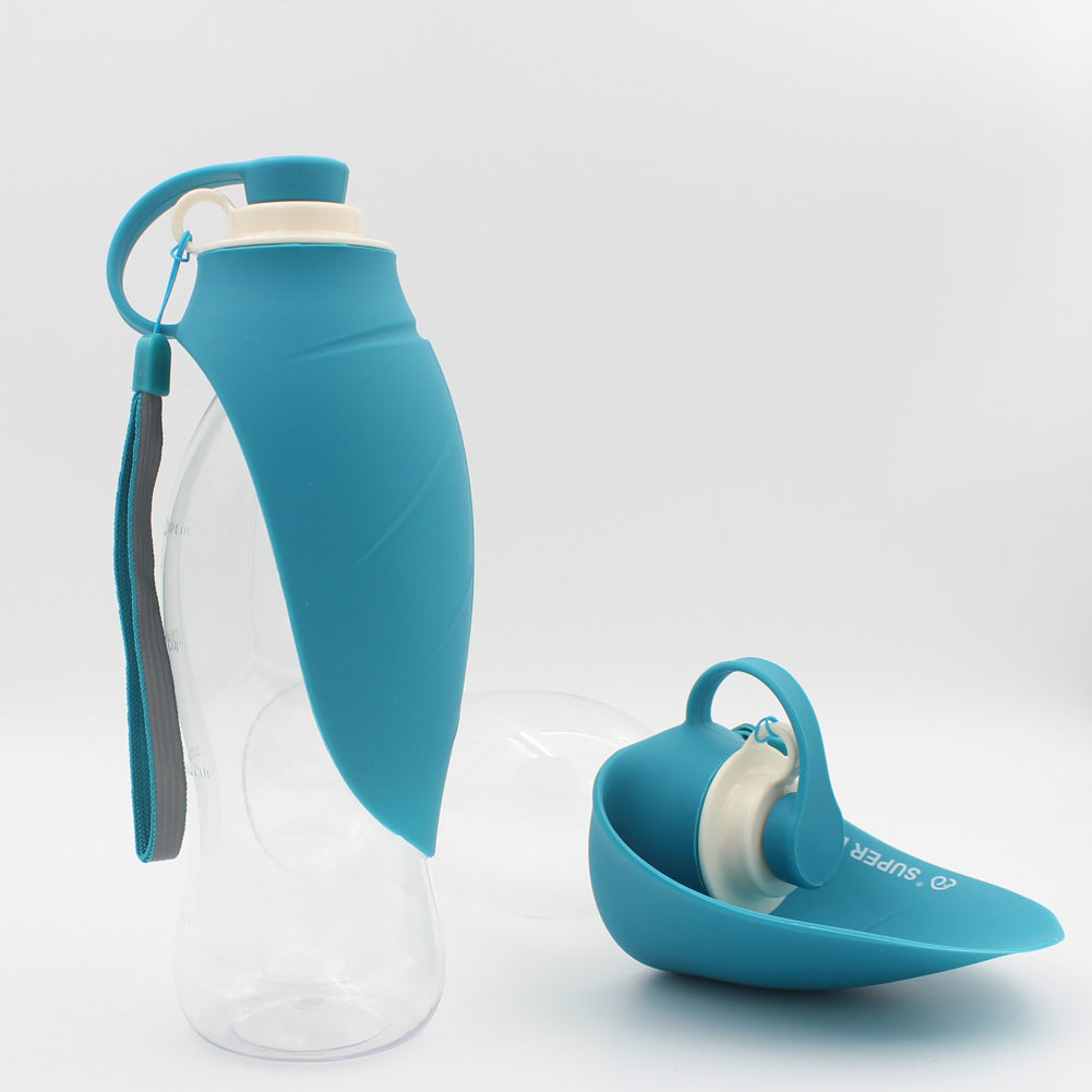 Large-Capacity Portable Pet Water Bottle with Flip-Out Drinking Cup
