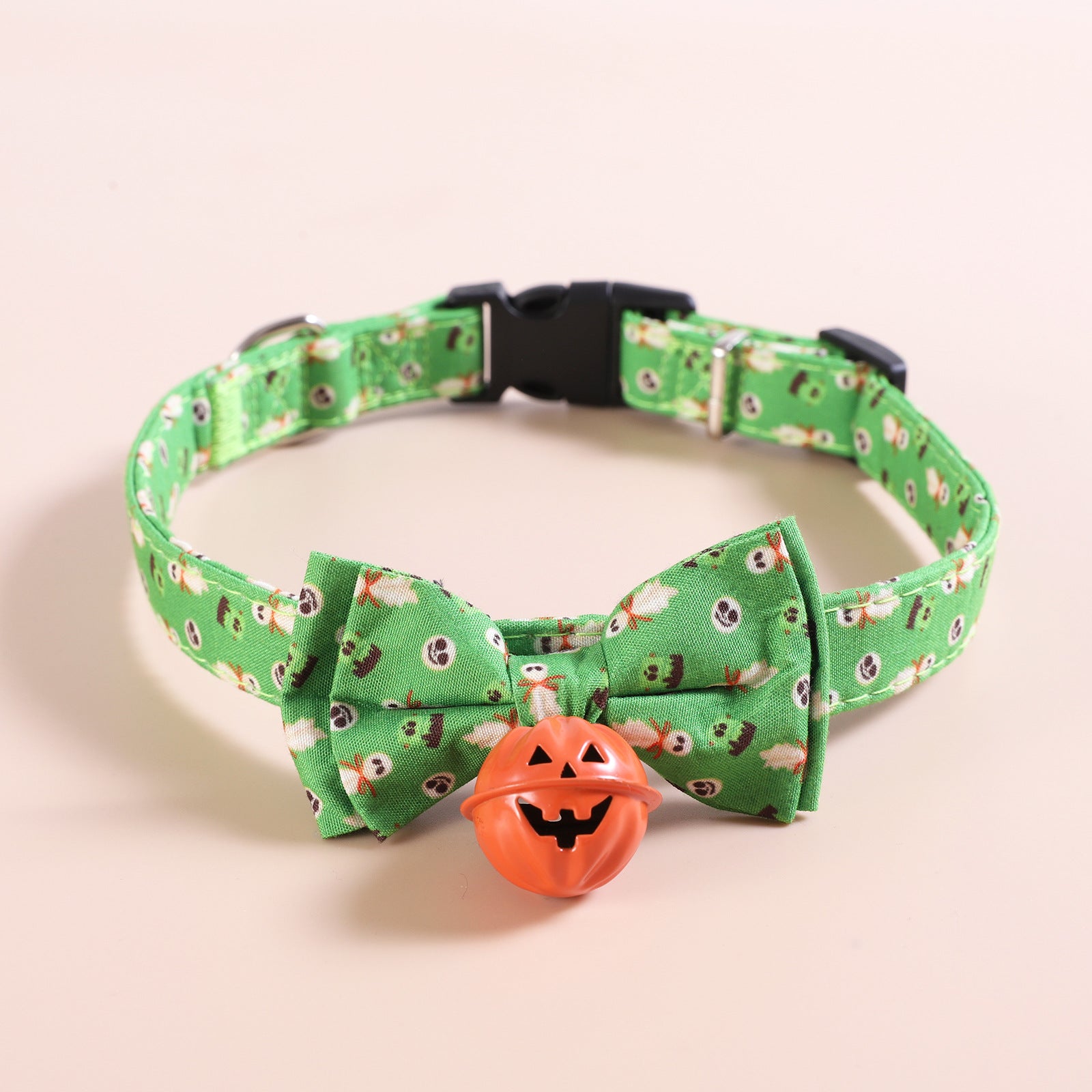 Halloween Pumpkin Bell Pet Collar, Festive Dog and Cat Collar with Smiley Charm