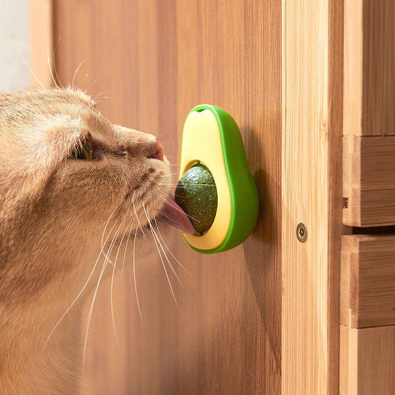 Rotating Catnip Ball Toy with Avocado Design for Cats