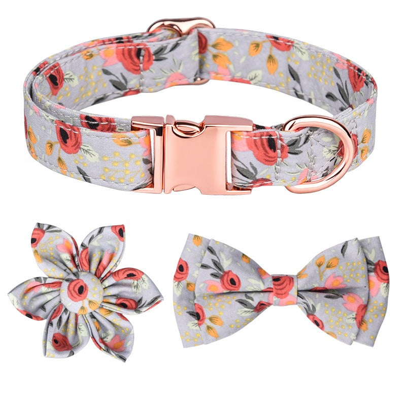 Sunflower Cotton Dog Collar, Breathable Printed Pet Neck Strap