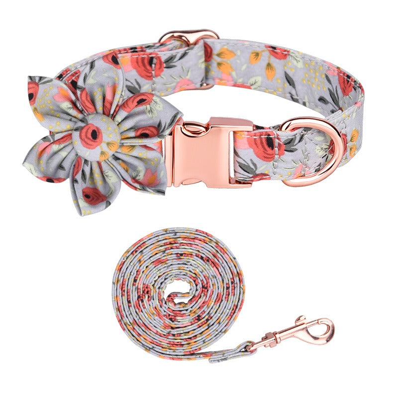 Sunflower Cotton Dog Collar, Breathable Printed Pet Neck Strap