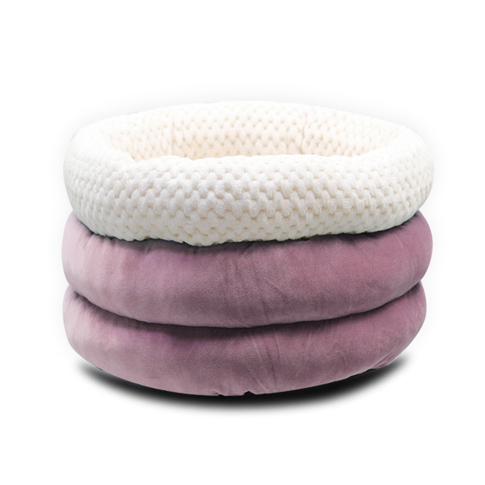 Semi-Enclosed Plush Pet Bed for Cats and Dogs, Soft Winter Sleeping Nest