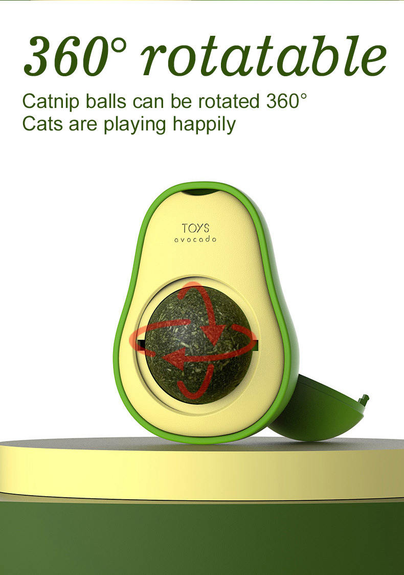 Rotating Catnip Ball Toy with Avocado Design for Cats