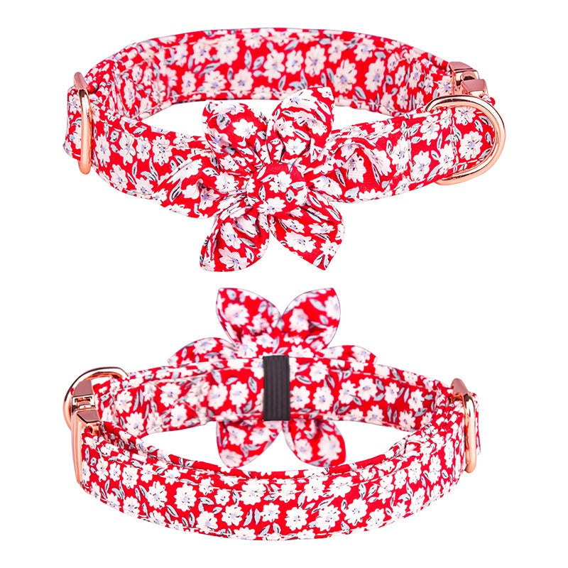 Sunflower Cotton Dog Collar, Breathable Printed Pet Neck Strap