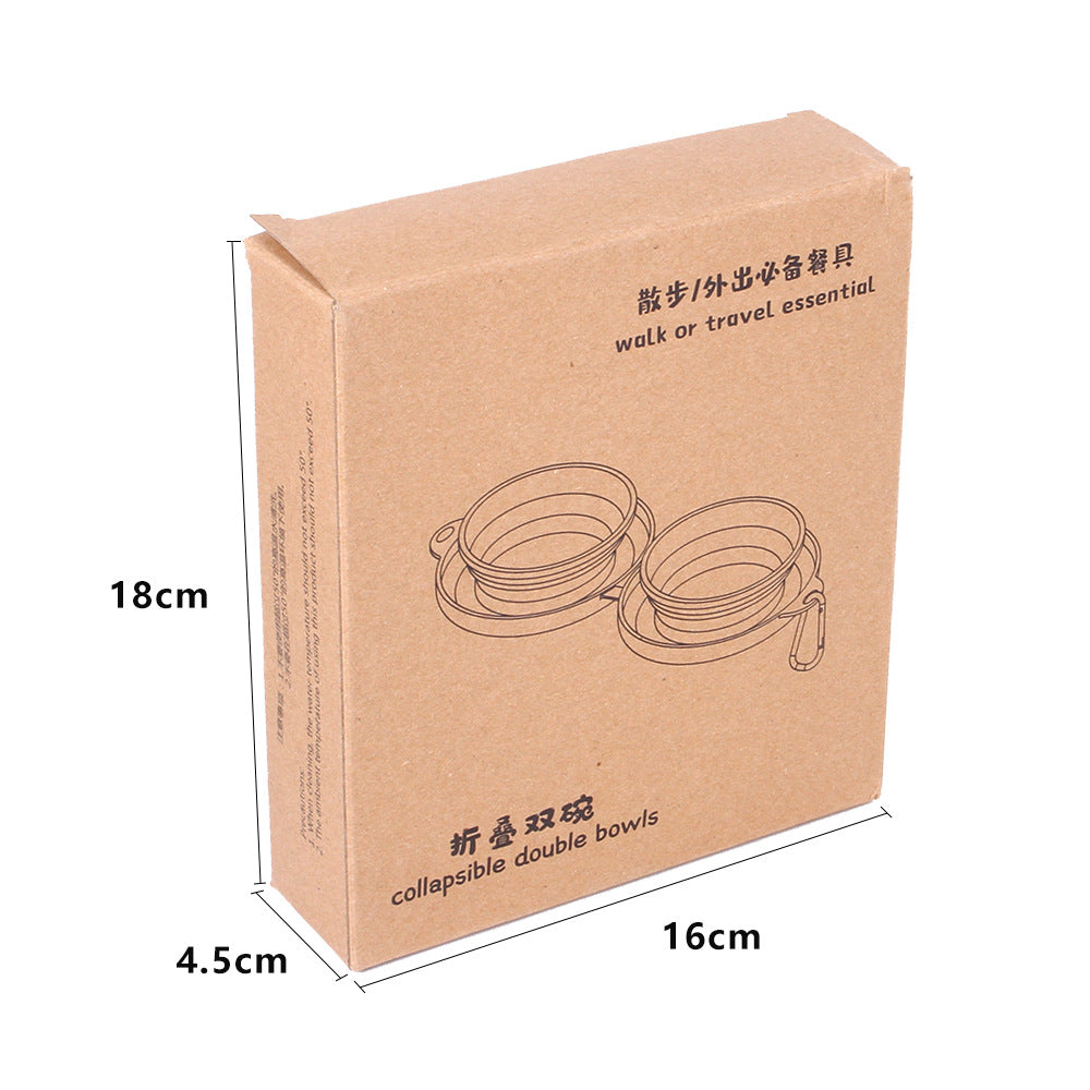 Foldable Silicone Double Pet Bowl for Travel and Outdoor Feeding