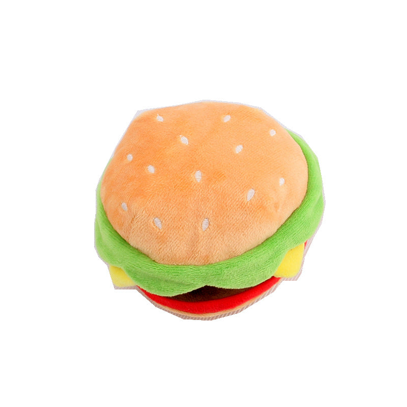 Plush Fast Food Squeaky Dog Toy Set with Pizza, Burger and Fries Designs