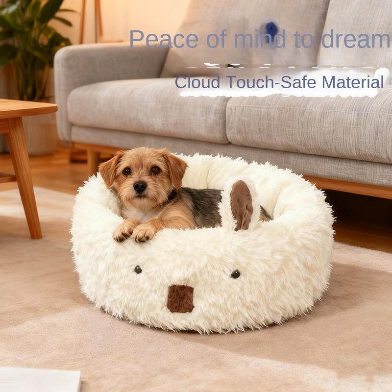 Half-Enclosed Winter Dog Bed, Warm Pet House and Sleeping Nest