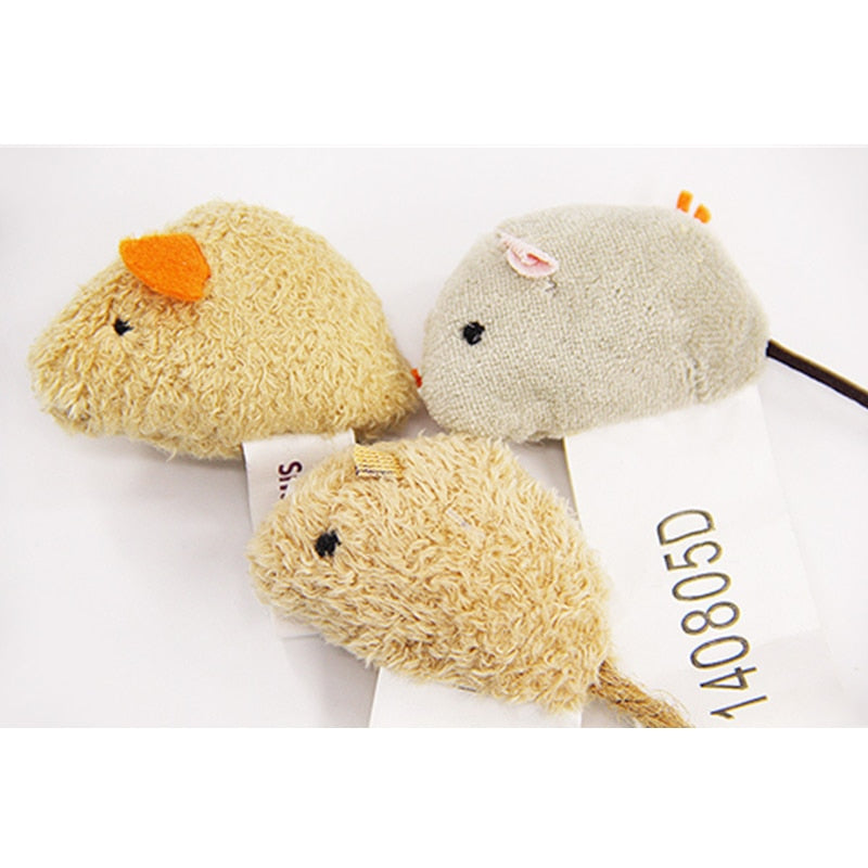 3-Pack Plush Mouse Cat Toys for Interactive Play and Training