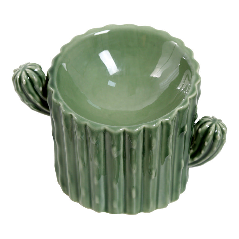 Raised Ceramic Double Pet Bowl for Cats and Small Dogs, Anti-Tip Design