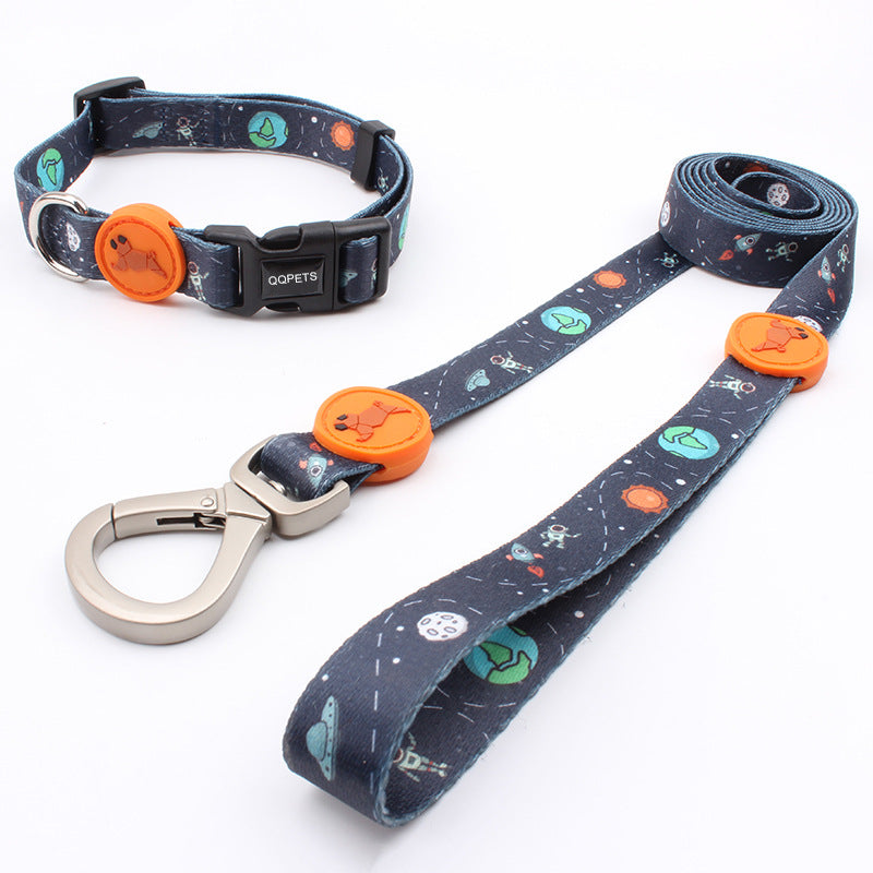 Printed Large Dog Harness Vest with Leash and Collar, 3-Piece Walking Set