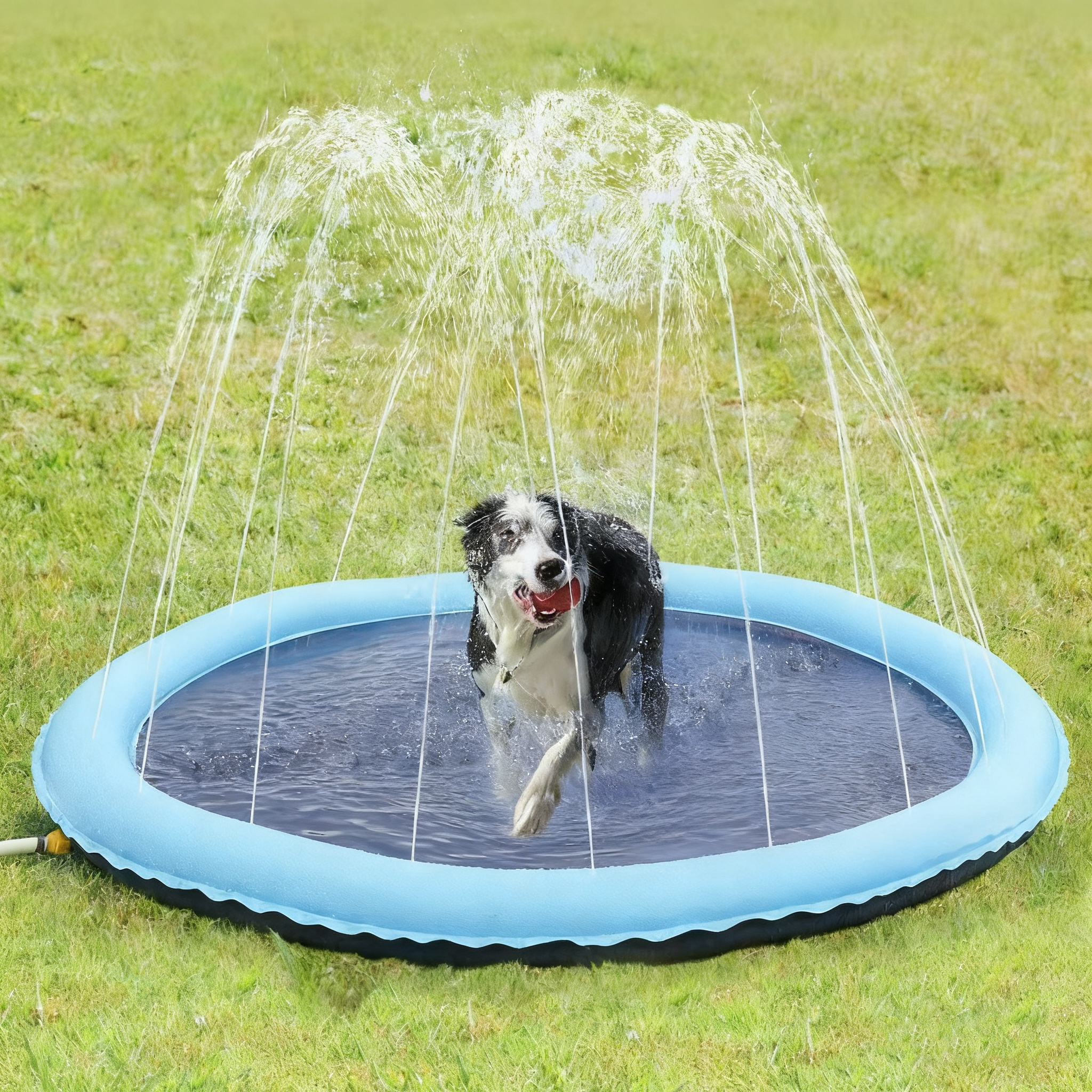 Thick PVC Pet Splash Pad, Water Spray Play Mat for Dogs and Outdoor Fun