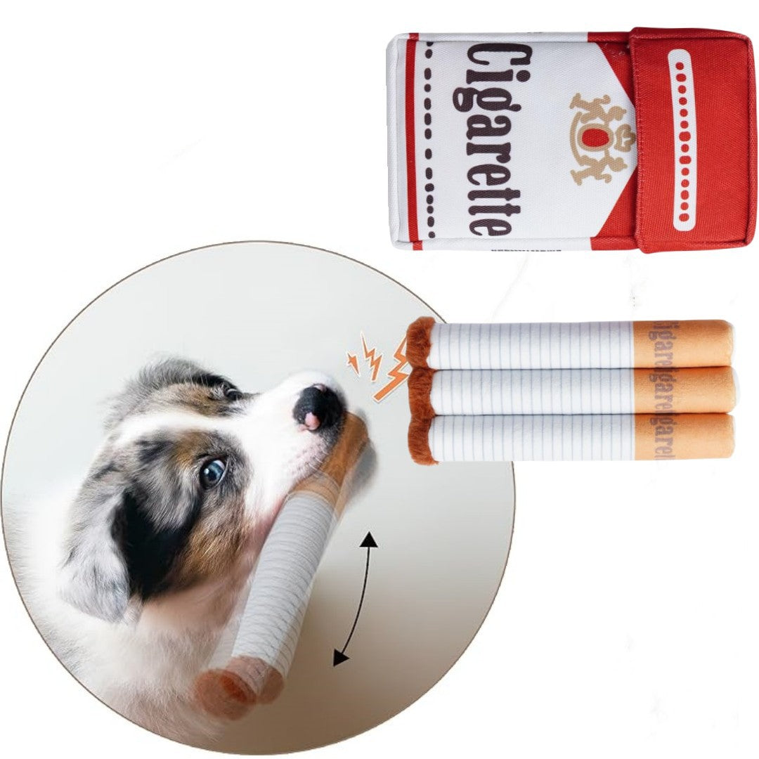 Cigar-Shaped Plush Squeaky Dog Toy with Gift Box, Durable Chew Toy