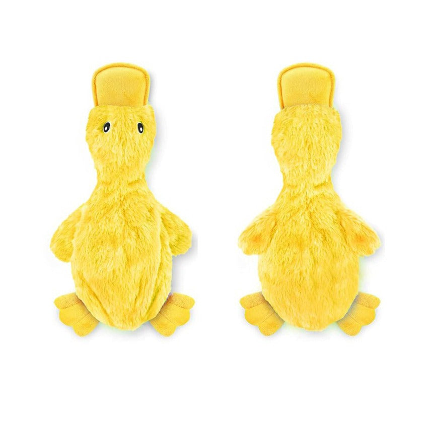 Stuffless Plush Duck Dog Toy with Squeaker for Chewing and Play