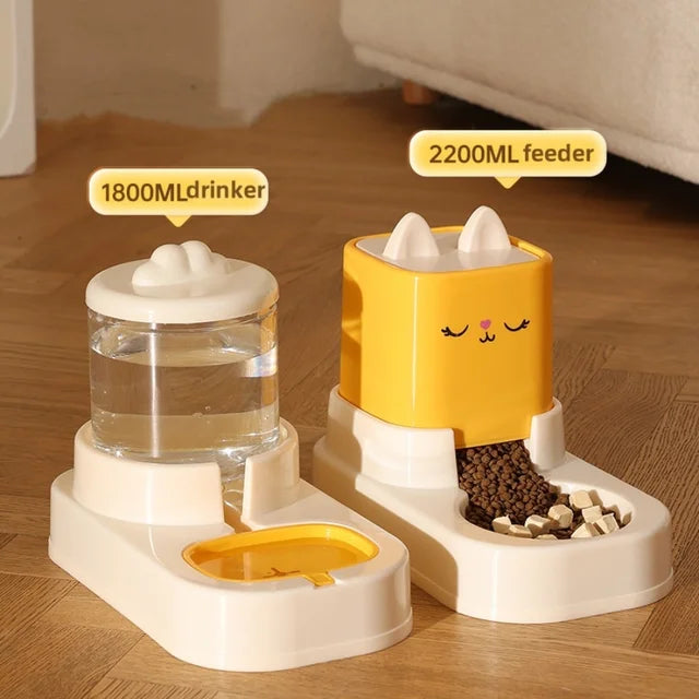 Large-Capacity Automatic Pet Water Feeder with Food Container for Cats and Dogs