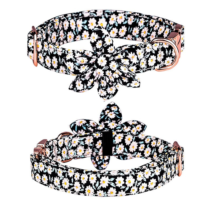 Sunflower Cotton Dog Collar, Breathable Printed Pet Neck Strap