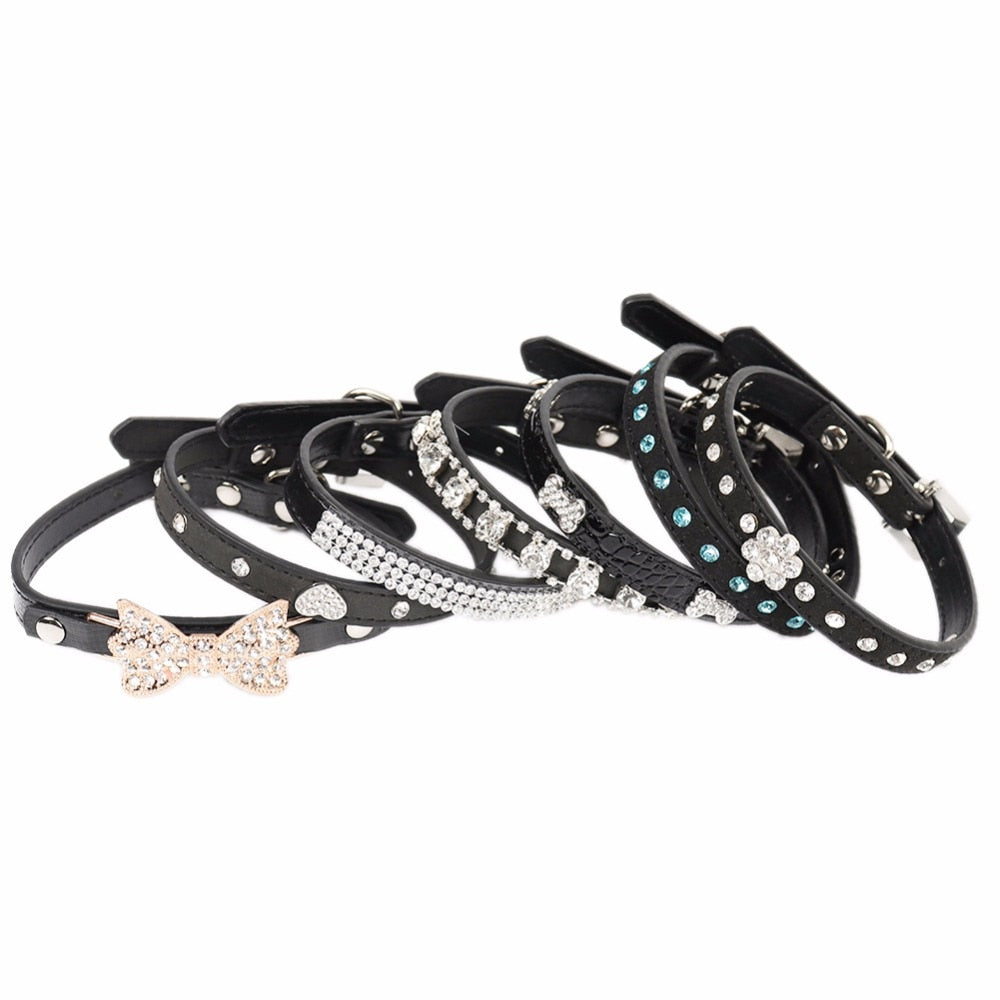 Black Rhinestone Breakaway Cat Collar for Kittens and Small Pets