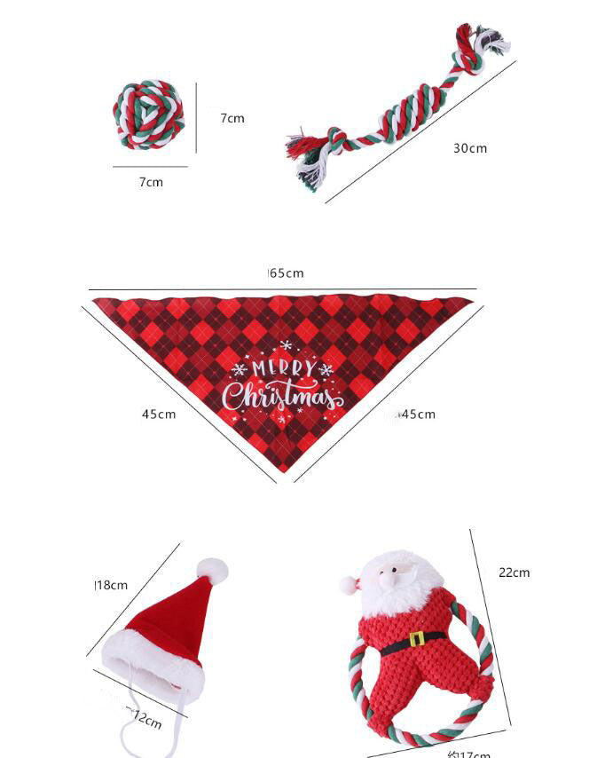 Christmas Pet Gift Set with Cotton Rope Chew Toy and Festive Costume