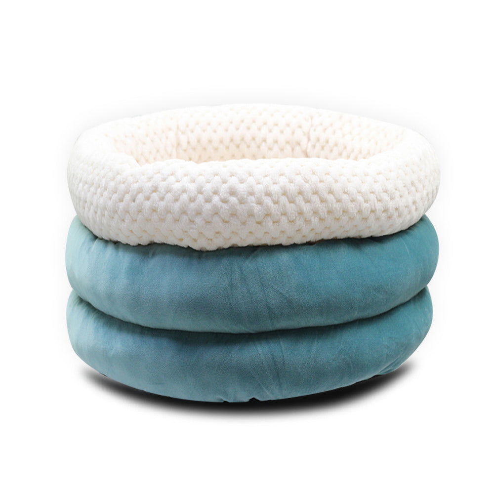 Semi-Enclosed Plush Pet Bed for Cats and Dogs, Soft Winter Sleeping Nest