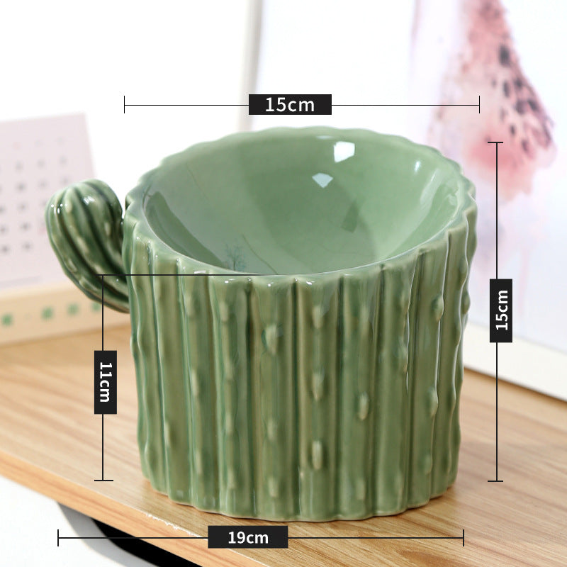 Raised Ceramic Double Pet Bowl for Cats and Small Dogs, Anti-Tip Design