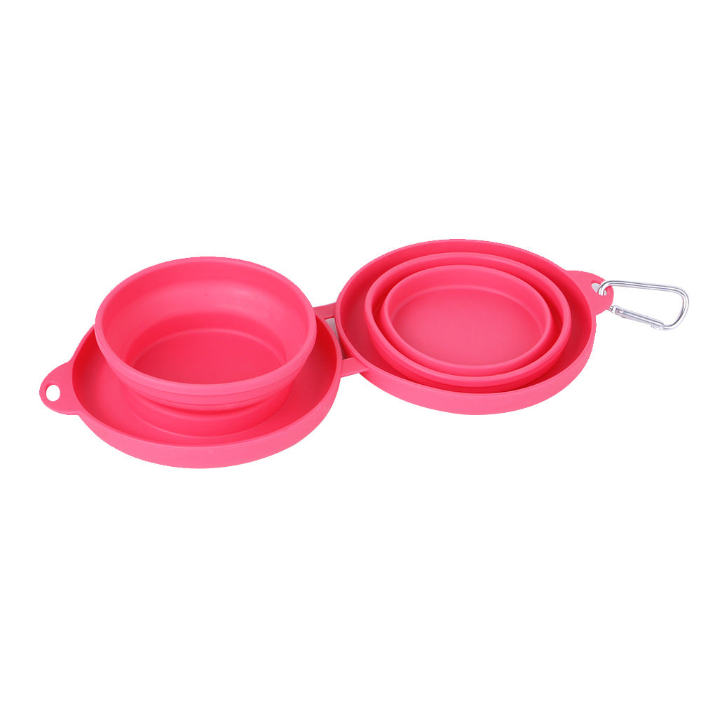 Foldable Silicone Double Pet Bowl for Travel and Outdoor Feeding