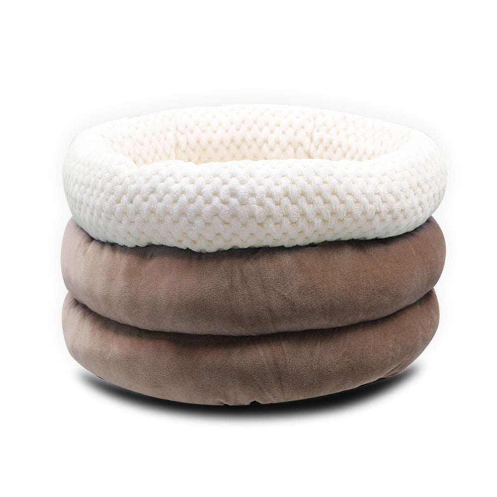 Semi-Enclosed Plush Pet Bed for Cats and Dogs, Soft Winter Sleeping Nest