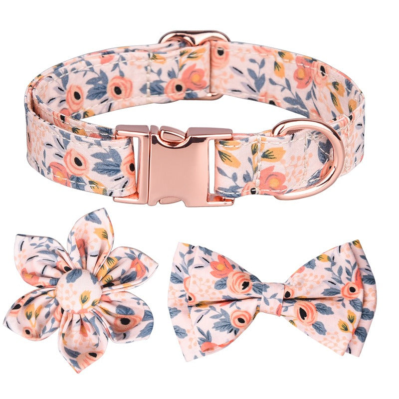 Sunflower Cotton Dog Collar, Breathable Printed Pet Neck Strap