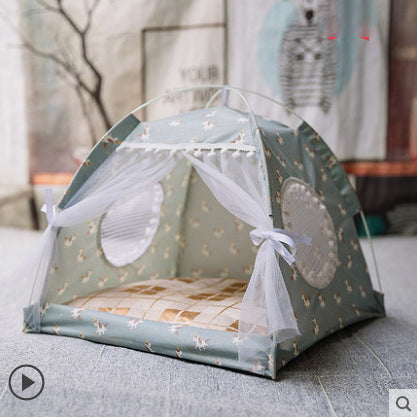 Semi-Enclosed Pet House Bed for Cats and Small Dogs, All-Season Nest