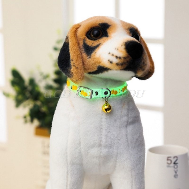 Glow-in-the-Dark Pet Collar with Bell for Dogs and Cats
