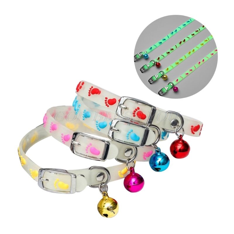 Glow-in-the-Dark Pet Collar with Bell for Dogs and Cats