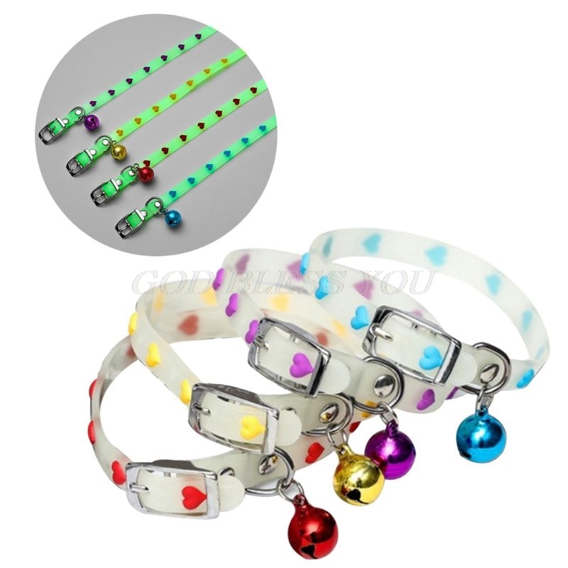 Glow-in-the-Dark Pet Collar with Bell for Dogs and Cats