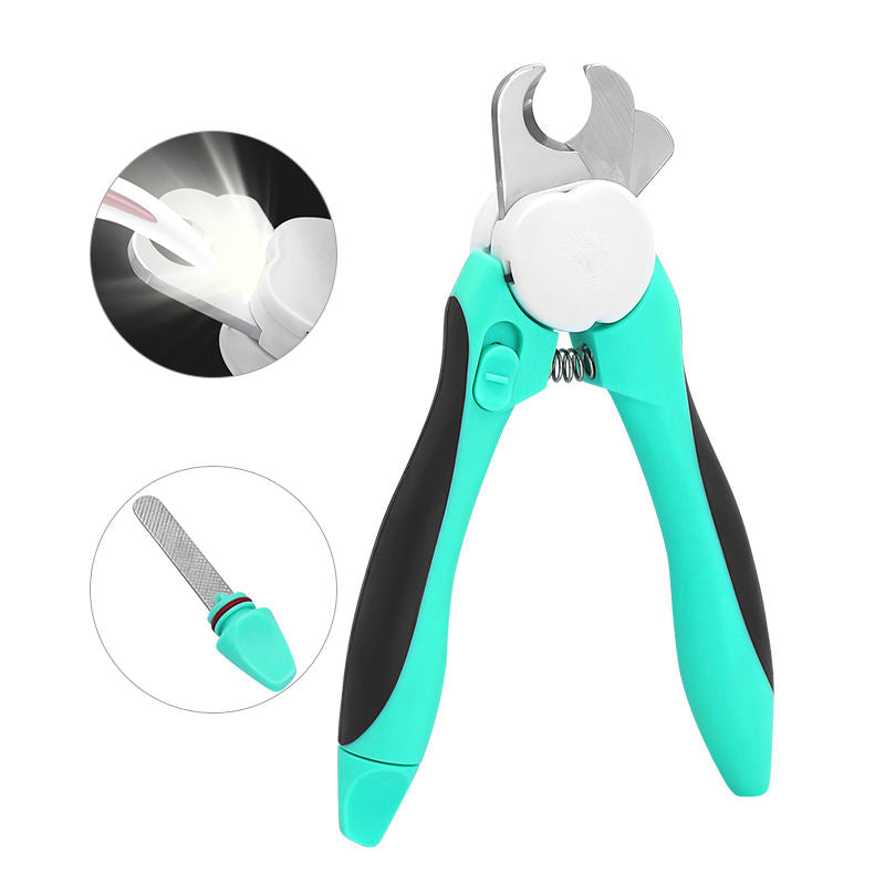 LED Pet Nail Clipper with Built-In File, Stainless Steel Grooming Tool for Dogs and Cats