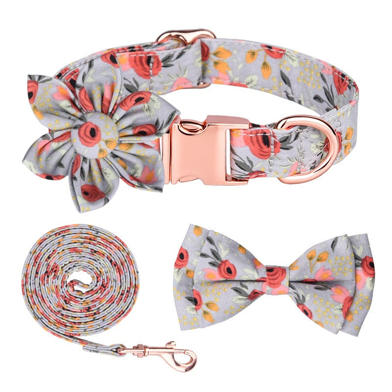 Sunflower Cotton Dog Collar, Breathable Printed Pet Neck Strap