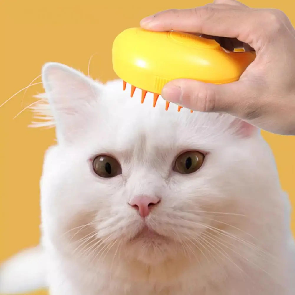 Banana-Shaped Steam Grooming Brush for Cats and Dogs, Hair Removal Pet Comb