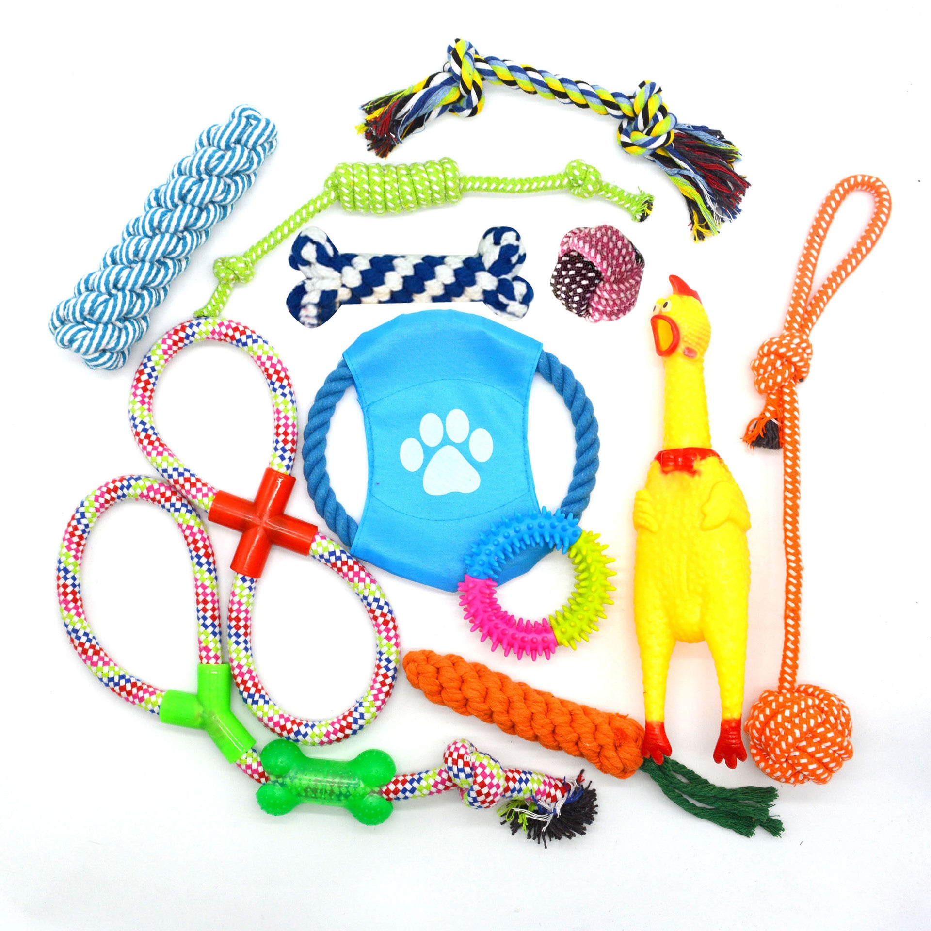 Cotton Rope Dog Toy Set for Chewing and Teeth Cleaning
