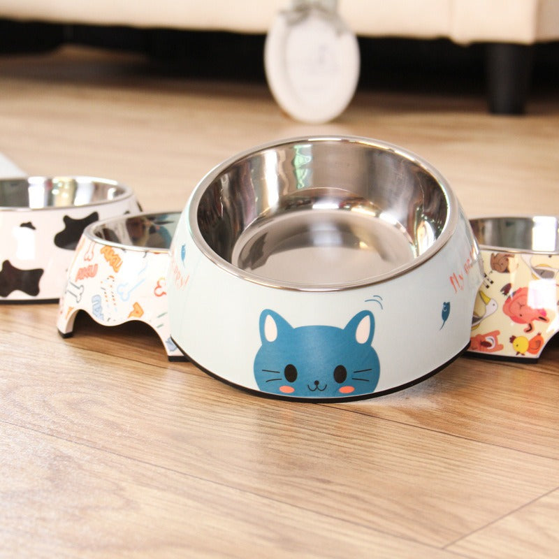 Removable Stainless Steel Pet Bowl, Non-Slip Food and Water Dish