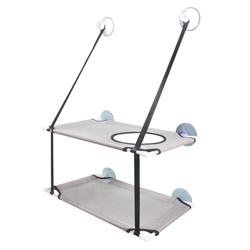 Window-Mounted Cat Hammock Bed with Suction Cups, Double-Layer Hanging Basket