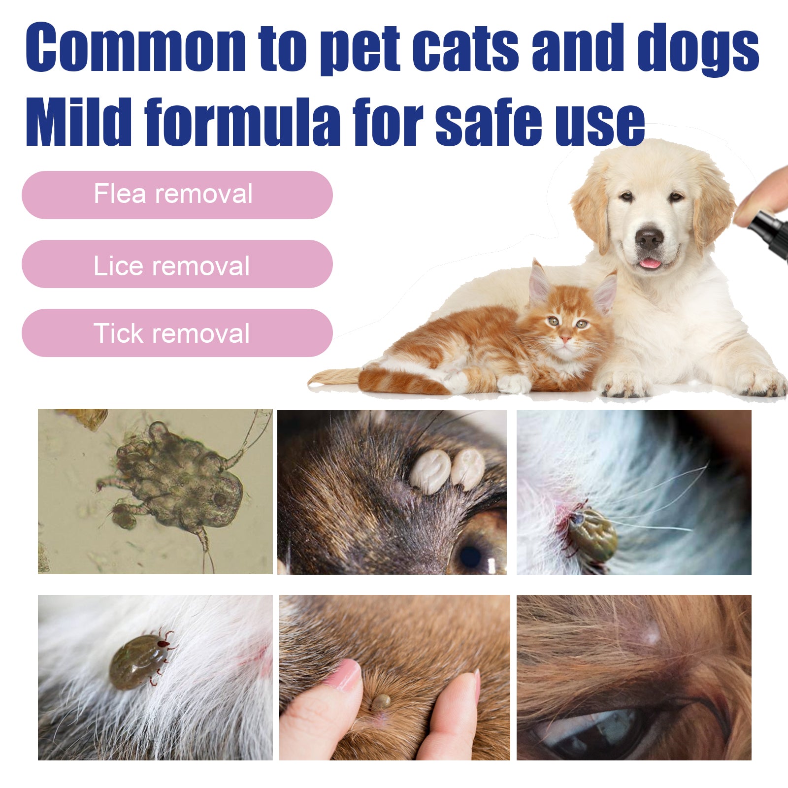 Pet Flea and Tick Spray for Dogs and Cats, Skin Cleansing Anti-Itch Care Spray