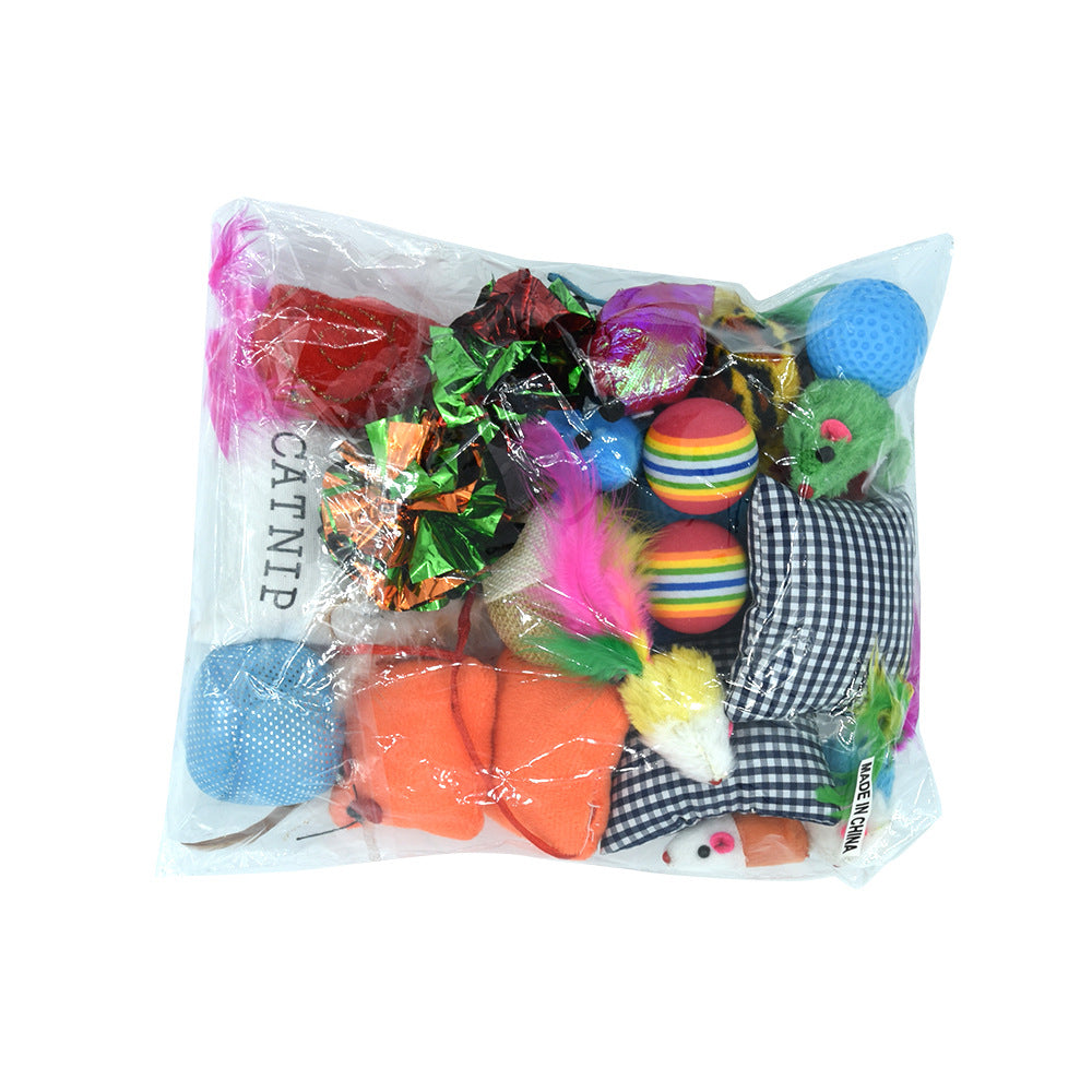 24-Piece Cat Toy Set with Catnip Toys, Rainbow Balls and Plush Mice