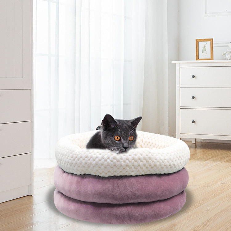 Semi-Enclosed Plush Pet Bed for Cats and Dogs, Soft Winter Sleeping Nest