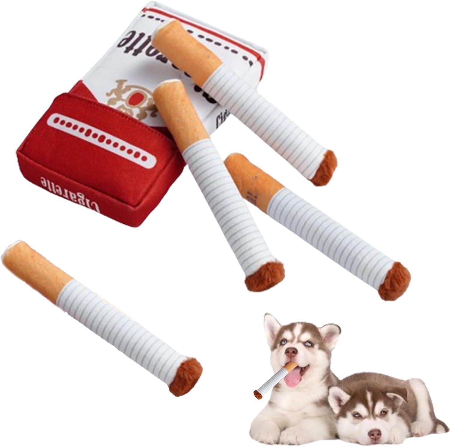 Cigar-Shaped Plush Squeaky Dog Toy with Gift Box, Durable Chew Toy